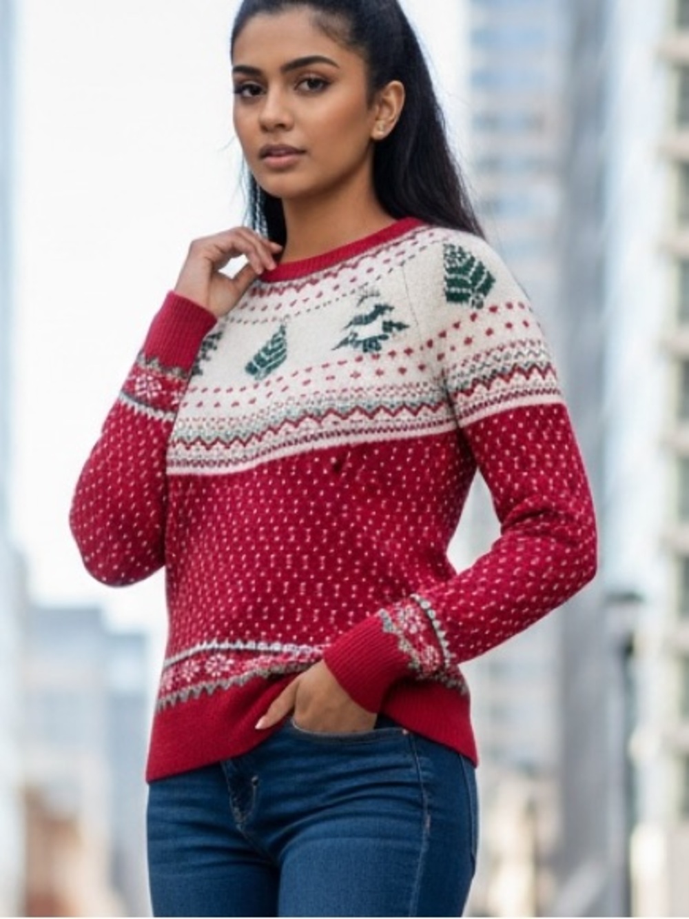 Pretty Christmas Sweater-So Soft & Cuddly! Not the Ugly Sweater! Beads & Sparkle